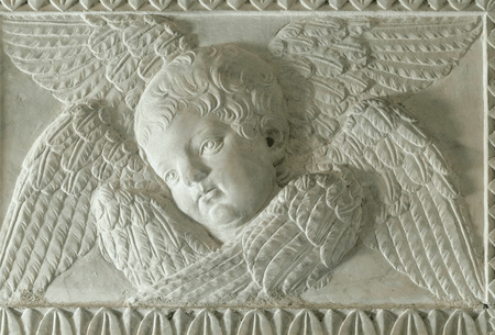 Luca della Robbia | Tomb of Cardinal Federighi; detail, putto; 1453 | Santa Trinità ; Florence, Italy | (c) 2006, SCALA, Florence / ART RESOURCE, N.Y. ; scalarchives.com; artres.com