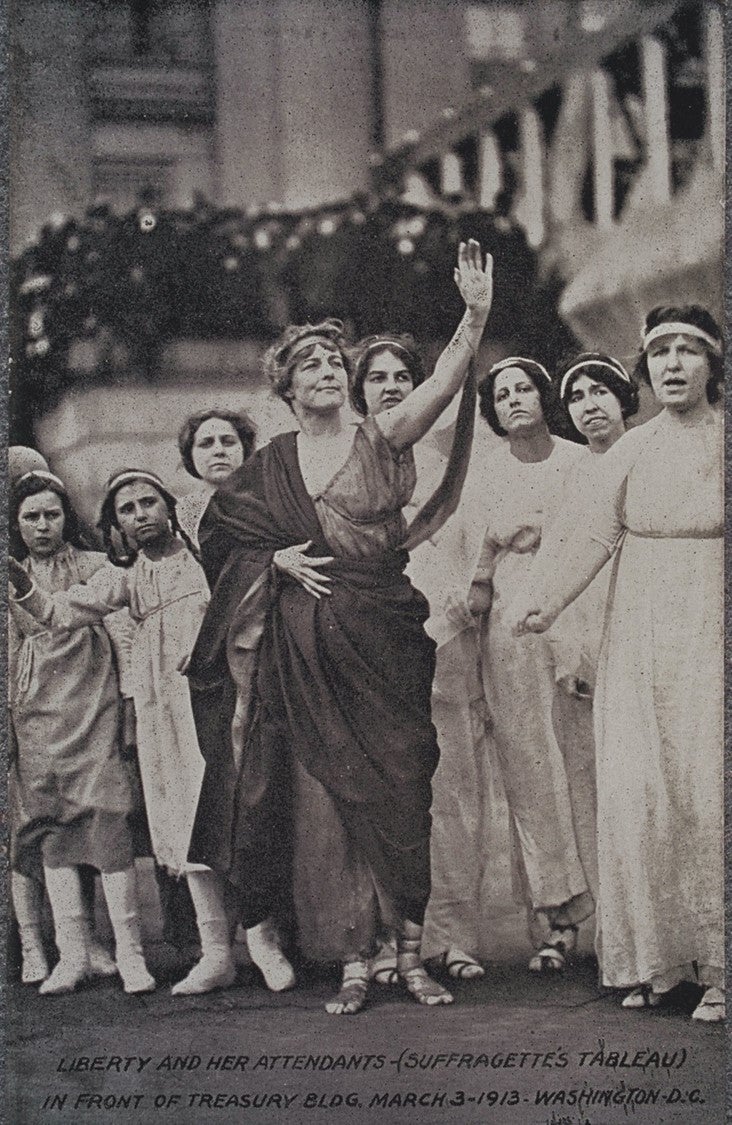 Ottenheimer, I. and M. (Baltimore, Md.). Women and children performing suffrage tableau in front of the United States Treasury.