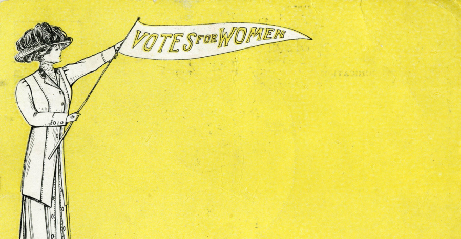 A 1909 postcard featuring an illustration of a woman holding a