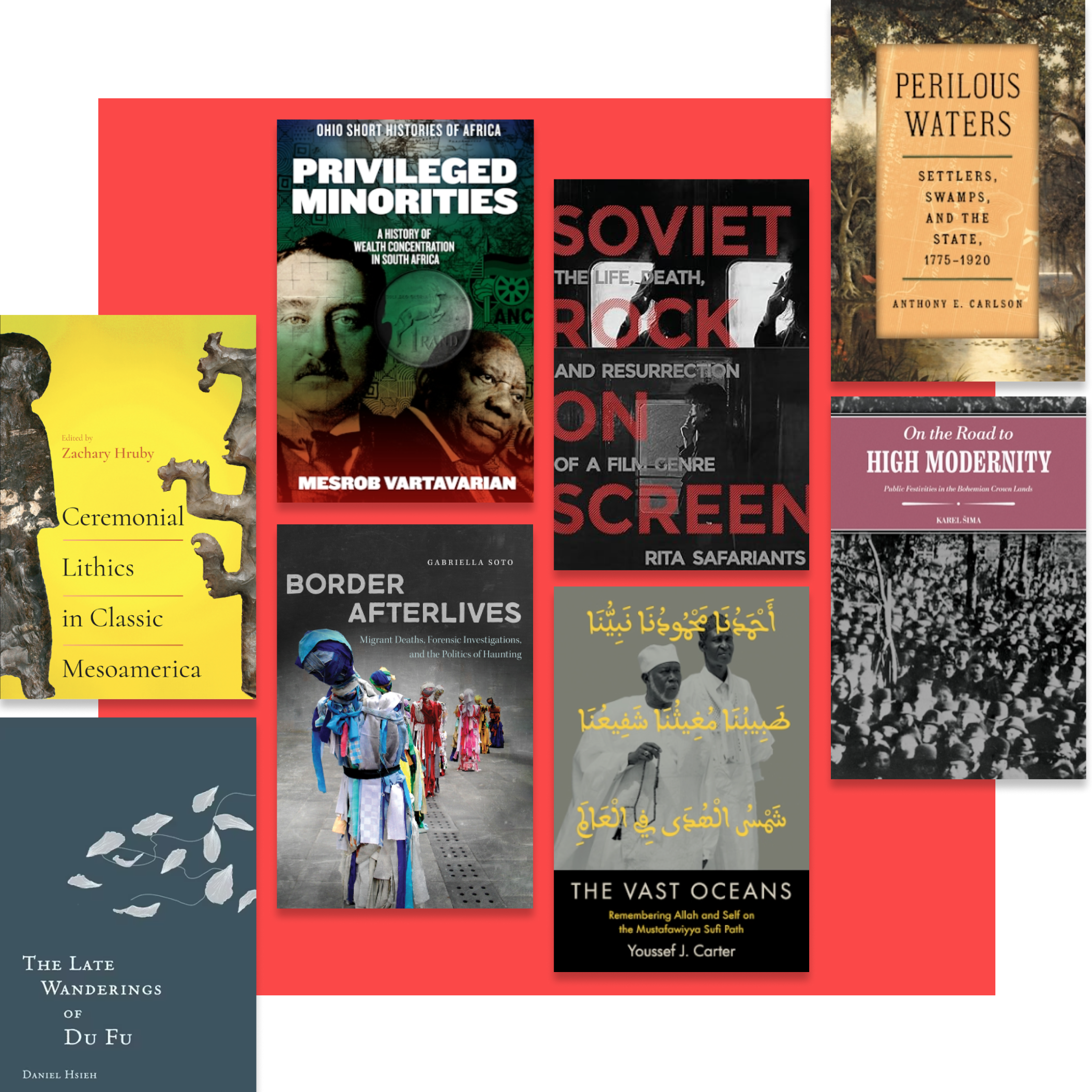 Selection of book covers of books available with JSTOR's Publisher Collections.